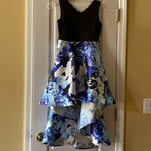 NWOT XTRAORDINARY  girls size 10 black with multi blues‎ dress